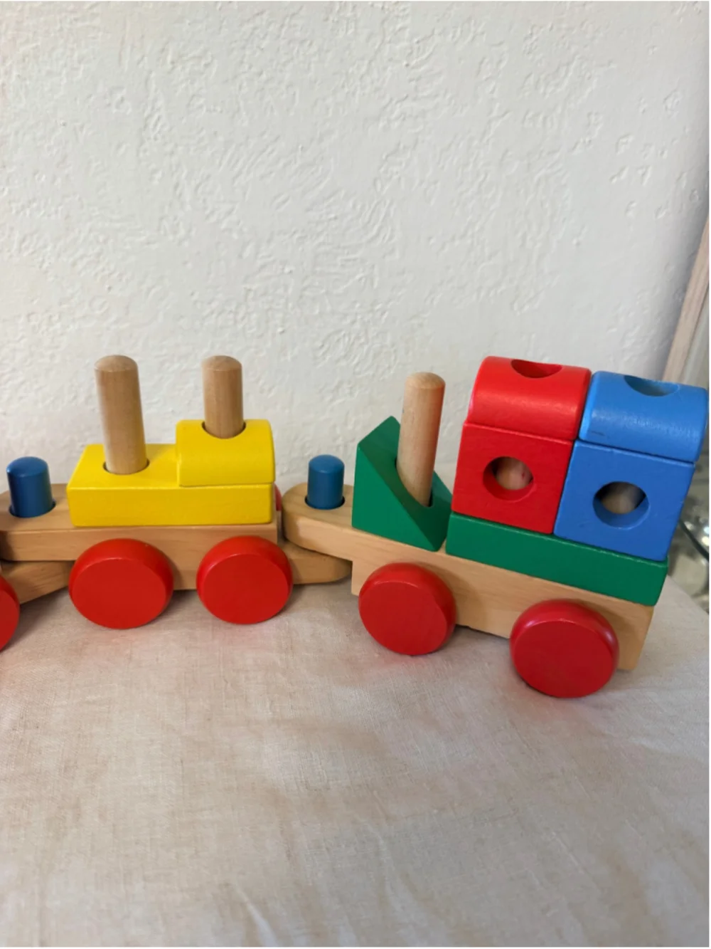 Melissa & Doug Classic Wooden Stacking Train Colorful Blocks Toddler Toy